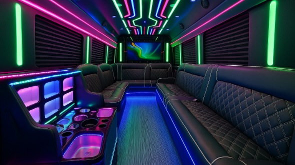 Interior of Wheeling Party Bus Company's 28 Passenger Party Bus in Wheeling