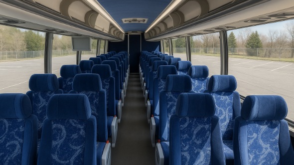 Interior of West Virginia Party Bus Company's 44 Passenger Charter Bus in West Virginia