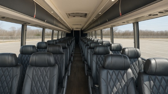 Interior of West Virginia Party Bus Company's 48 Passenger Charter Bus in West Virginia