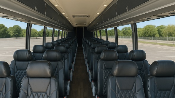 Interior of West Virginia Party Bus Company's 55 Passenger Charter Bus in West Virginia