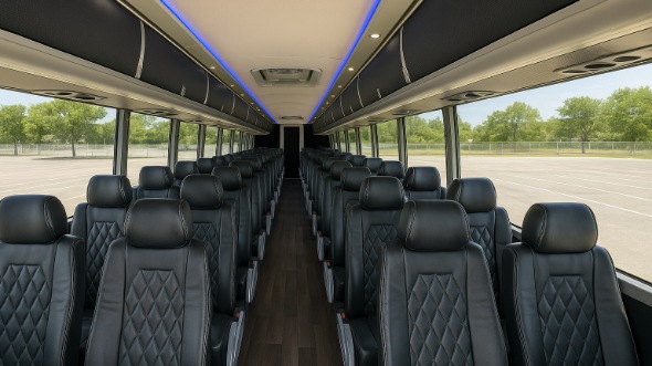 Interior of West Virginia Party Bus Company's 56 Passenger Charter Bus in West Virginia